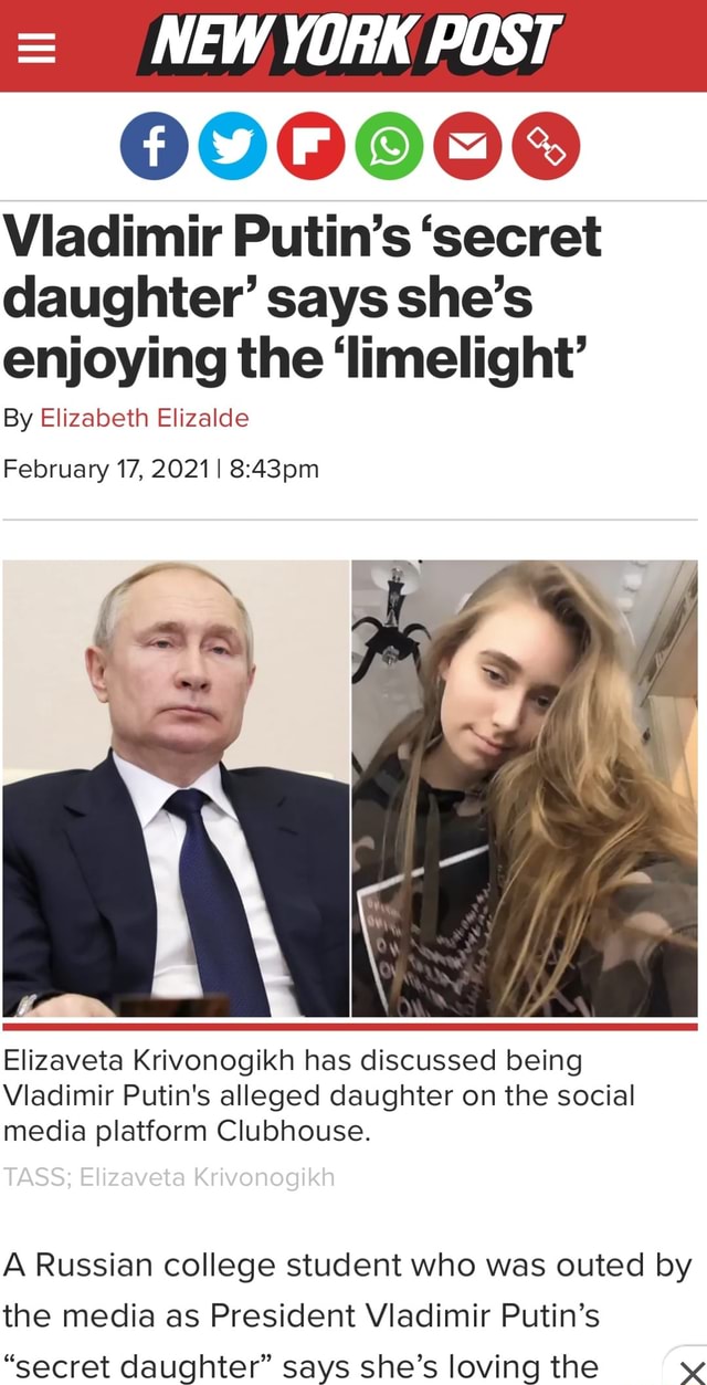 Viadimir Putins Secret Daughter Says Shes Enjoying The Limelight