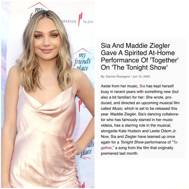 Sia And Maddie Ziegler Gave A Spirited At-Home Performance Of 'Together