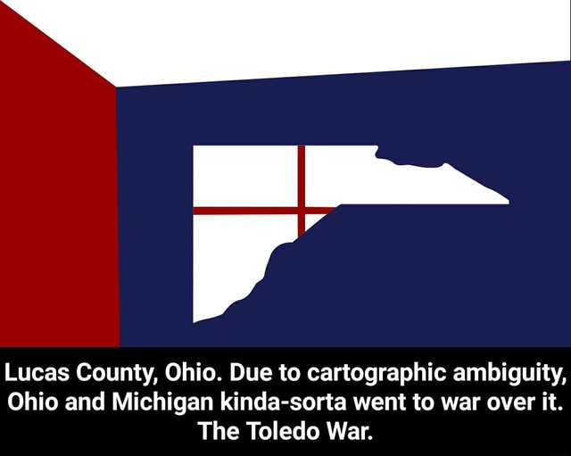 Lucas County, Ohio. Due to cartographic ambiguity, Ohio and Michigan
