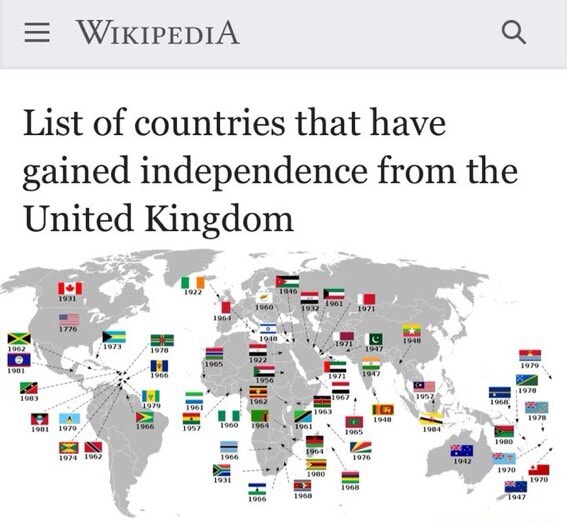 = WIKIPEDIA Q List of countries that have gained independence from the ...