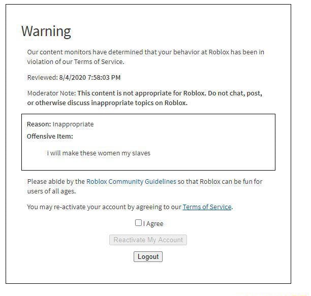 Warning 'Our content monitors have determined that your behavior at ...