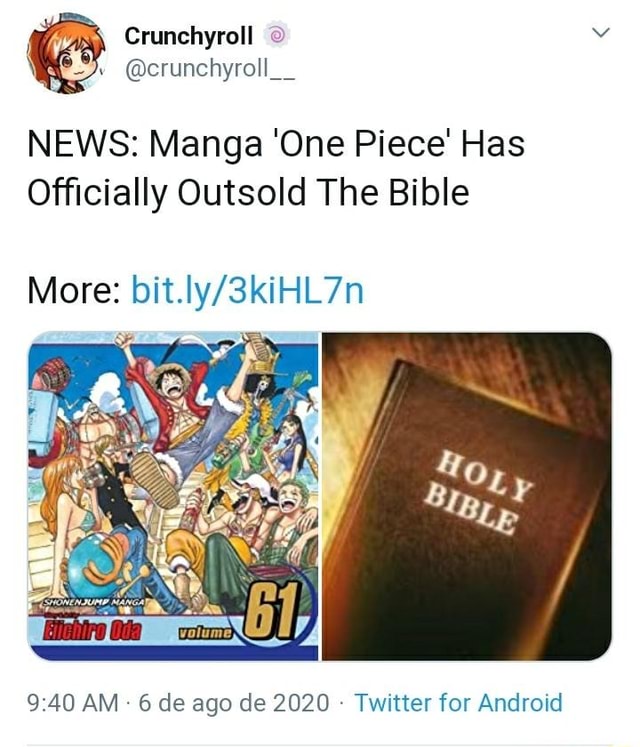 Crunchyroll NEWS Manga 'One Piece' Has Officially Outsold The Bible