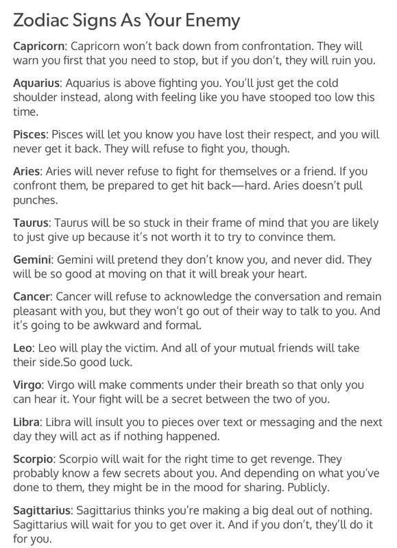 Fight a signs zodiac in