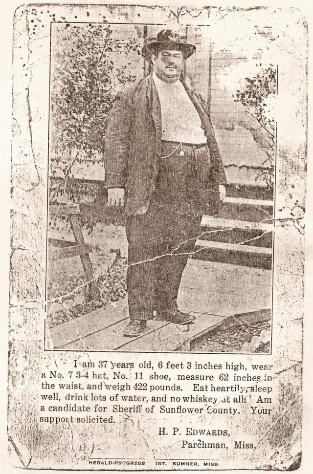 1911 Candidate Ad for Sheriff of Sunflower County, Mississippi. sam