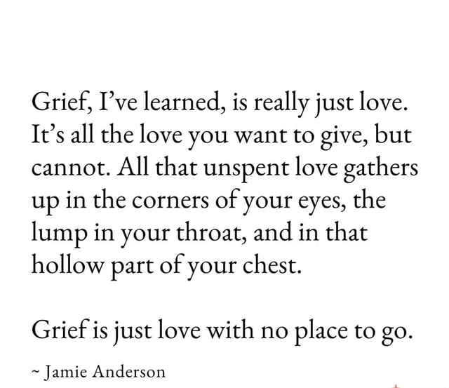 Grief, I've learned, is really just love. It's all the love you want to ...