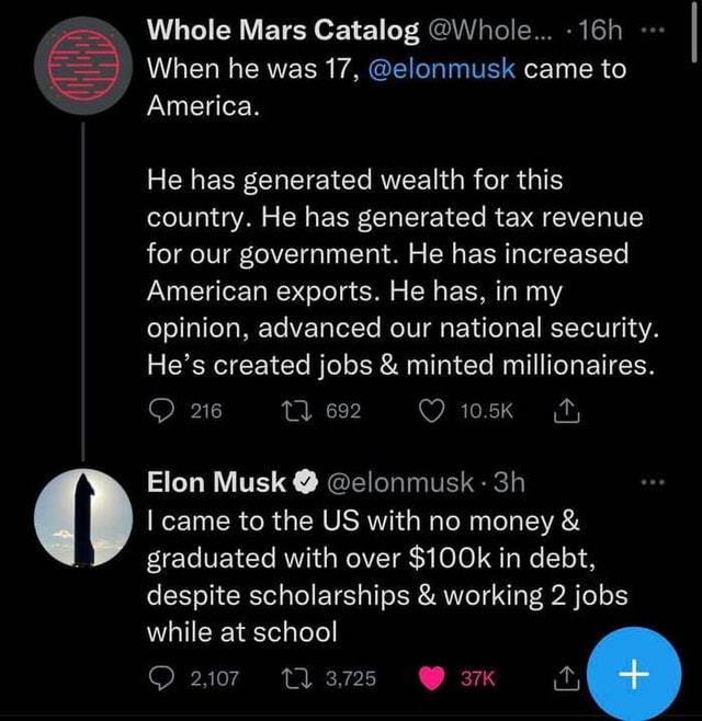 Whole Mars Catalog Whole... When he was 17, elonmusk came to America