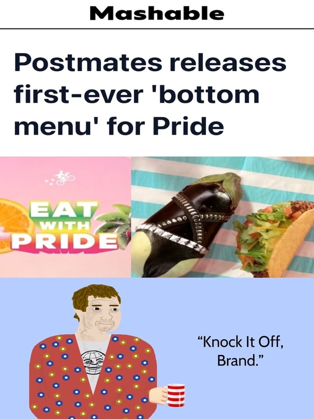 Postmates releases first-ever 'bottom menu!' for Pride \