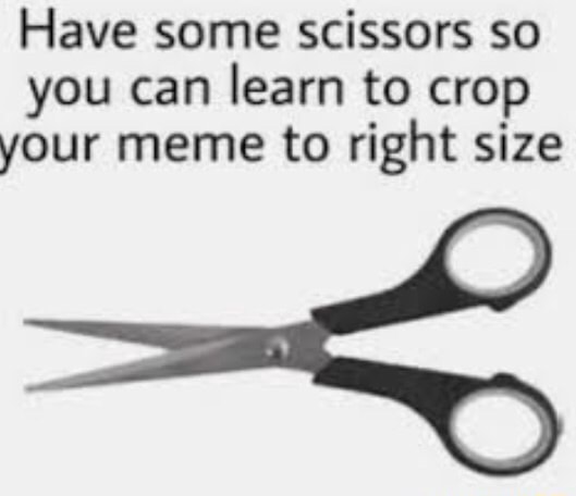 Have some scissors so you can learn to crop your meme to right size One ...