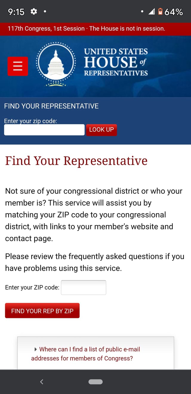64 117th congress session the house is not in session united states