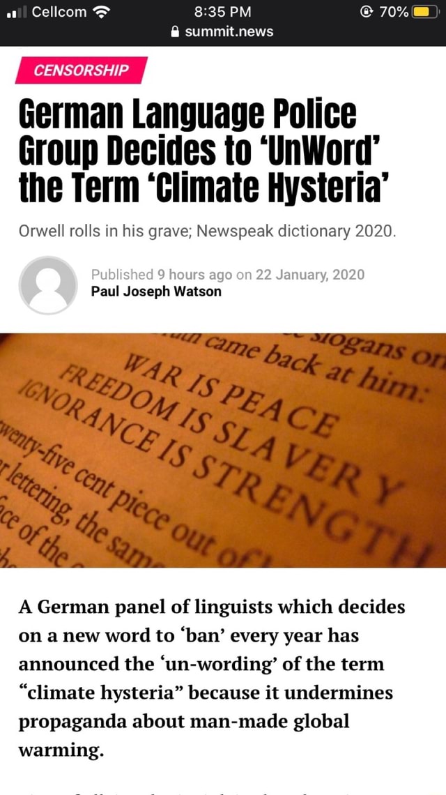 Summit.news German Language Police Group Decides to 'UnWord' the Term