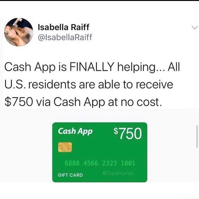 Isabella Raiff Lsabellaraiff Cash App Is Finally Helping All U S Residents Are Able To Receive 750 Via Cash App At No Cost Cash App 750 Gift Card