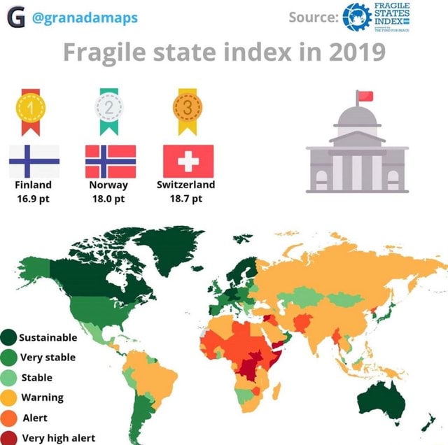 As G @granadamaps Source: GE Fragile state index in 2019 - iFunny