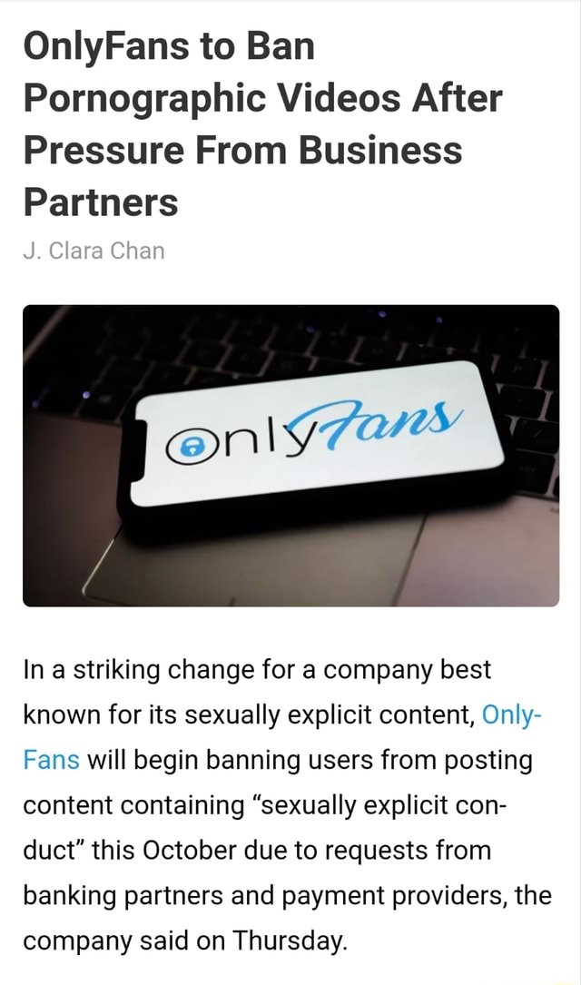 OnlyFans To Ban Pornographic Videos After Pressure From Business ...