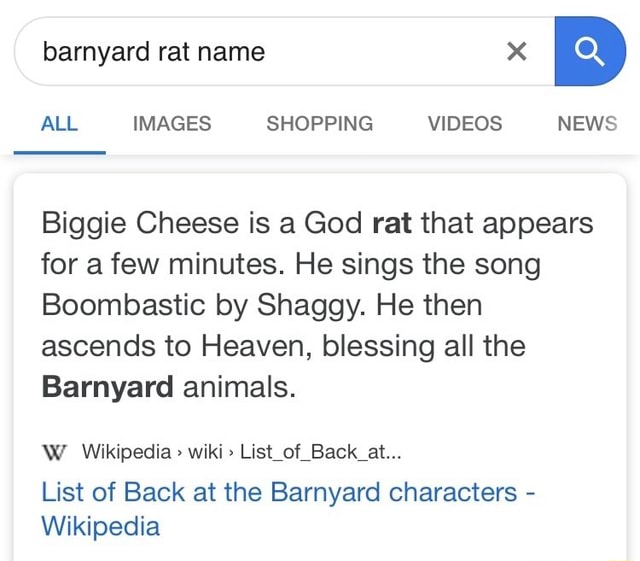 Biggie cheese, Wiki