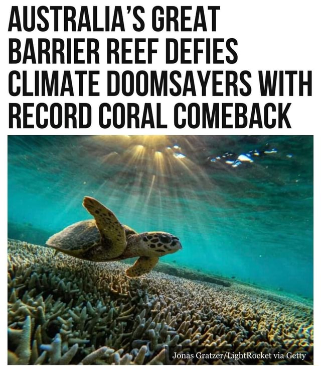 AUSTRALIA'S GREAT BARRIER REEF DEFIES CLIMATE DOOMSAYERS WITH RECORD ...