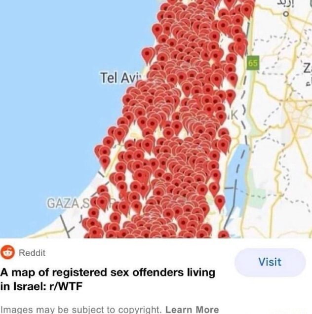 GAZA S' A map of registered sex offenders living in Israel: Visit Images may be subject to ...