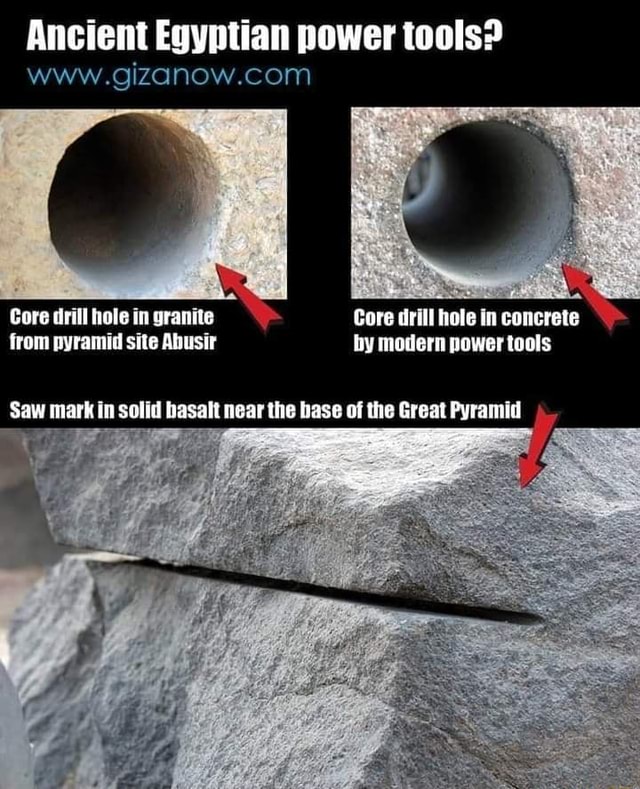 Ancient Egyptian power tools? www Core drill hole in granite Core drill