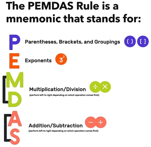 The PEMDAS Rule Is A Mnemonic That Stands For Parentheses Brackets