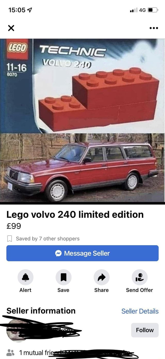 WEL Lego volvo 240 limited edition by 7 other shoppers Message Seller a A a Alert Save Share Send Offer Seller information Seller Details Follow mutual - iFunny Brazil