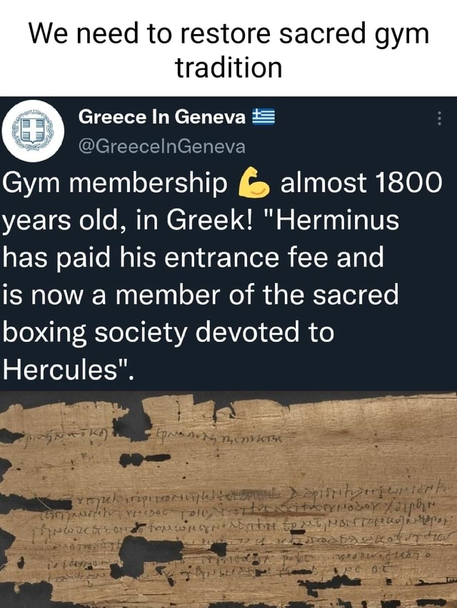 We need to restore sacred gym tradition Greece In Geneva Gym membership