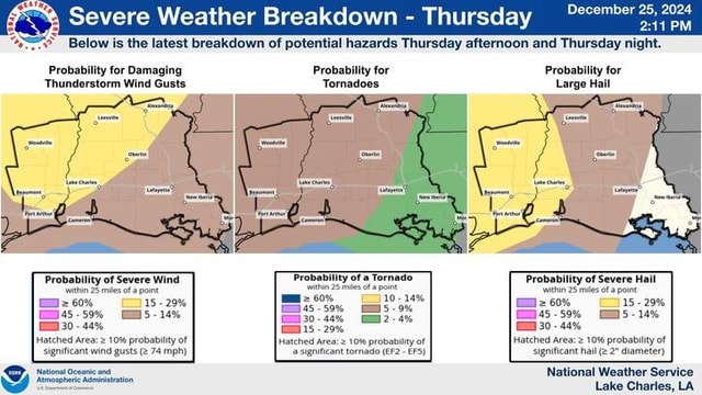 Severe Weather Breakdown Thursday December 25, 2024 Below is the latest ...