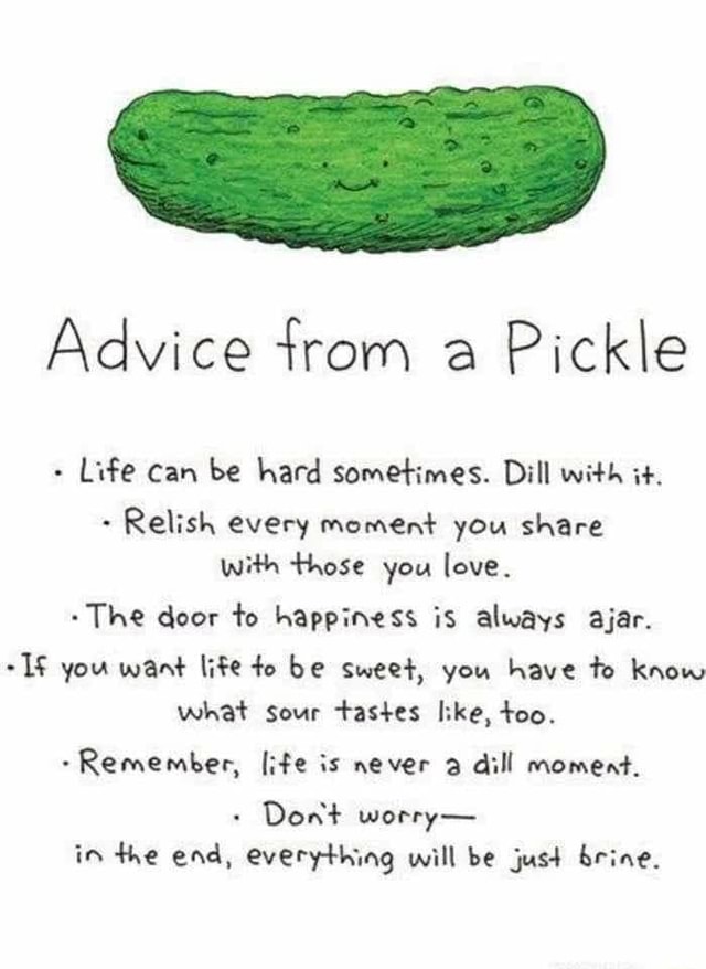 Advice from a Pickle Life can be hard sometimes. Dill with it. Relish