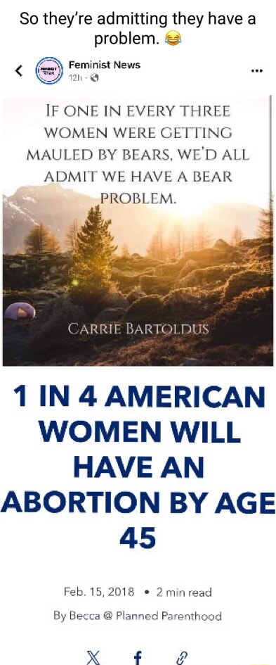 So they're admitting they have a problem. Feminist News IF ONE IN EVERY ...
