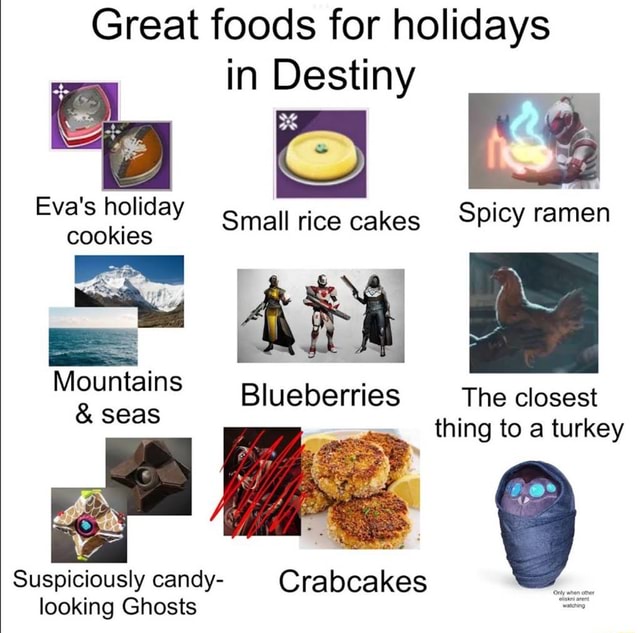 Great foods for holidays in Destiny Small rice cakes Spicy ramen Eva's