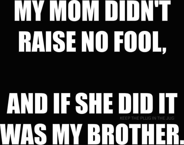 My Mom Didnt Raise No Fool And If She Did It Was My Brother America