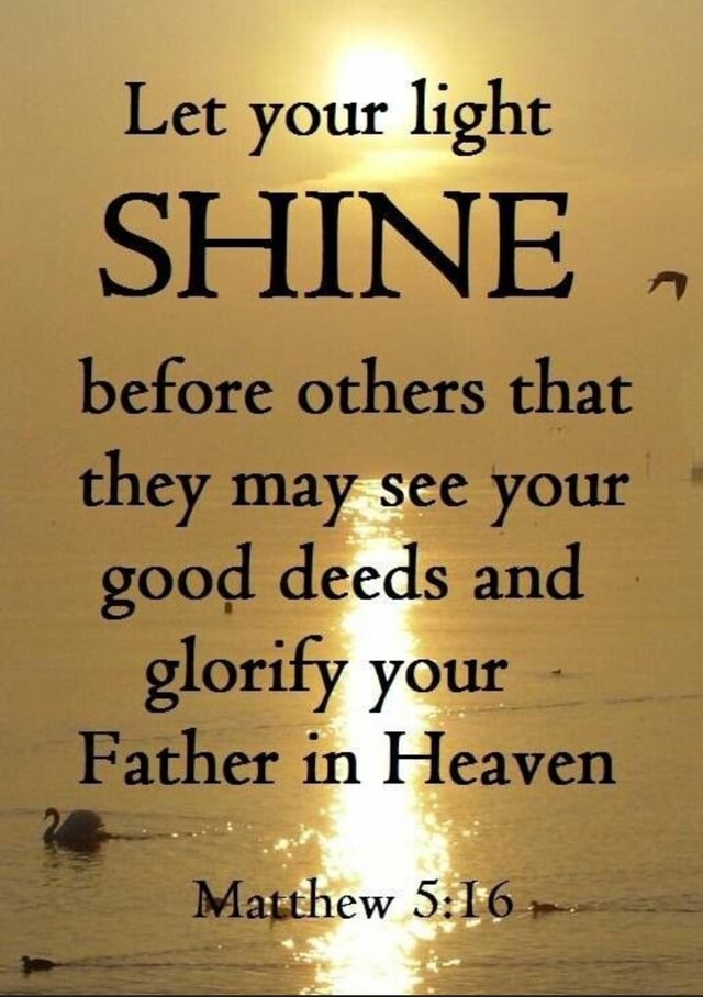 Let your light SHINE before others that they may see your good deeds ...