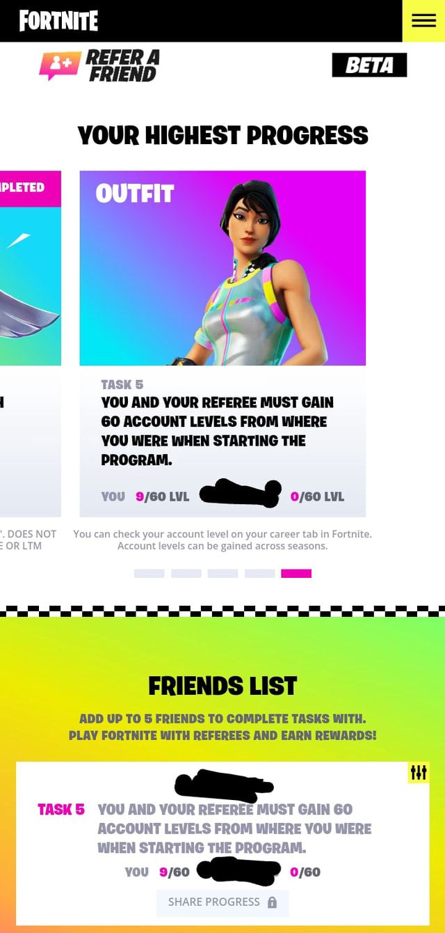 FORTNITE REFER A FRIEND BETA YOUR HIGHEST PROGRESS PLETED YOU AND YOUR