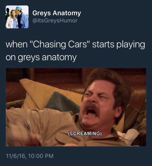 greys anatomy chasing cars song