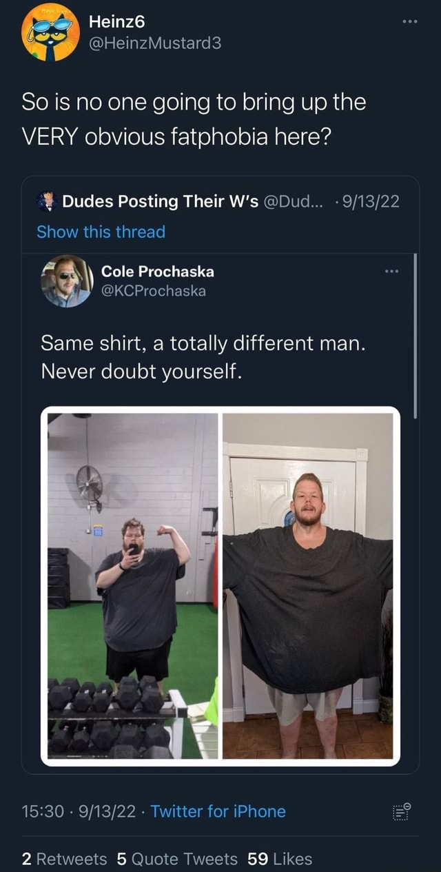 So is No one going to bring up the VERY obvious fatohobia here? Dudes ...
