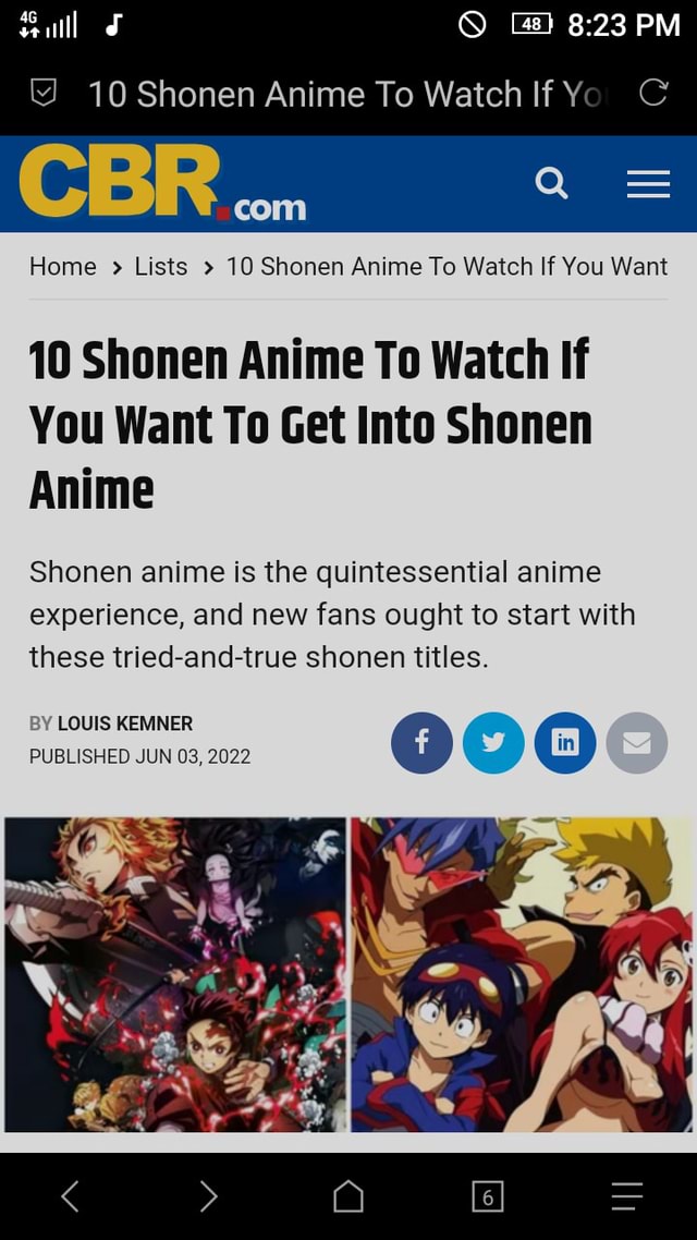 PM 10 Shonen Anime To Watch If Yo C CBR... Home Lists 10 Shonen Anime To  Watch If You Want 10 Shonen Anime To Watch If You Want To Get Into Shonen