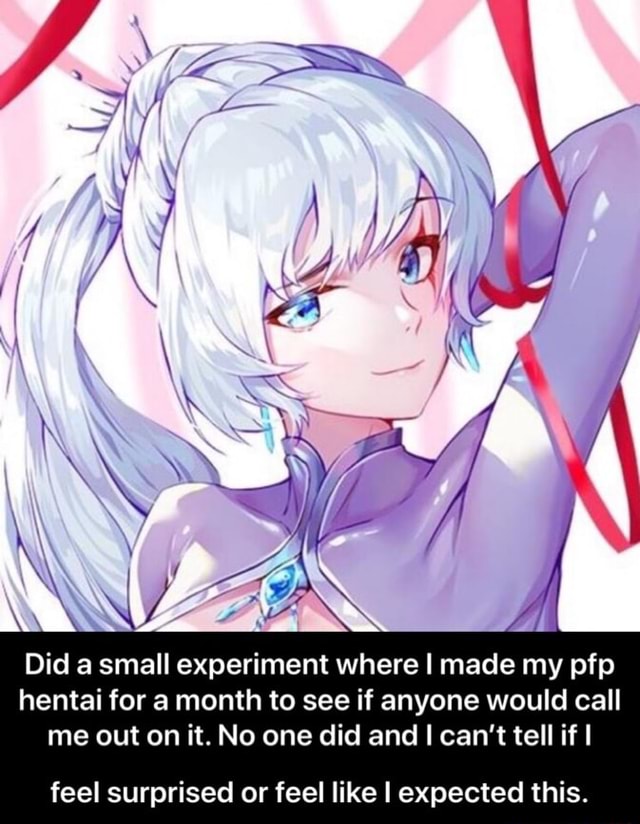 Did A Small Experiment Wherel Made My Pfp Hentai For A Month To See If Anyone Would Call Me Out On It No One Did And I Can T Tell If I Feel