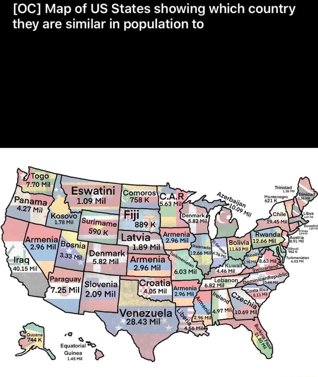 [OC] Map of US States showing which country they are similar in ...