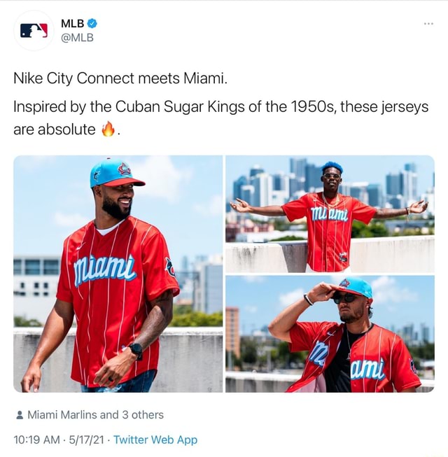 MLB on X: Nike City Connect meets Miami. Inspired by the Cuban Sugar Kings  of the 1950s, these jerseys are absolute 🔥.  / X