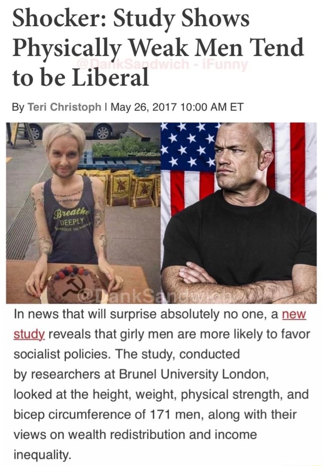 Shocker: Study Shows Physically Weak Men Tend to be Liberal By Teri ...
