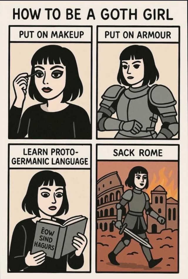 HOW TO BE A GOTH GIRL PUT ON MAKEUP PUT ON ARMOUR LEARN PROTO- GERMANIC ...