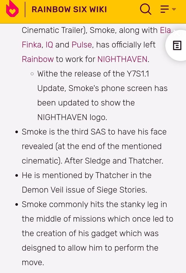 Smoke, Rainbow Six Wiki