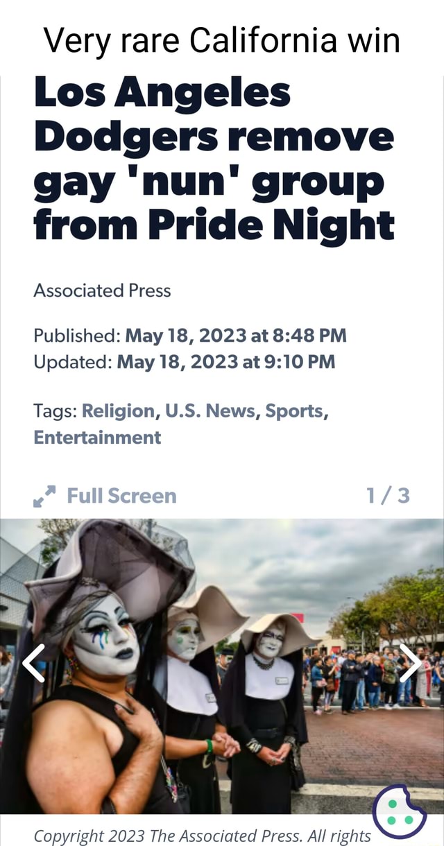 Los Angeles Dodgers remove gay 'nun' group from Pride Night