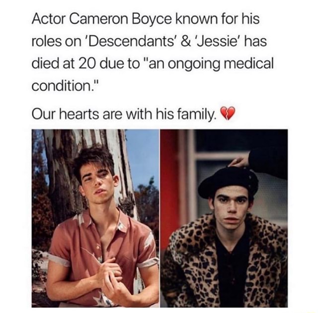 Actor Cameron Boyce known for his roles on ’Descendants’ & ’Jessie’ has ...