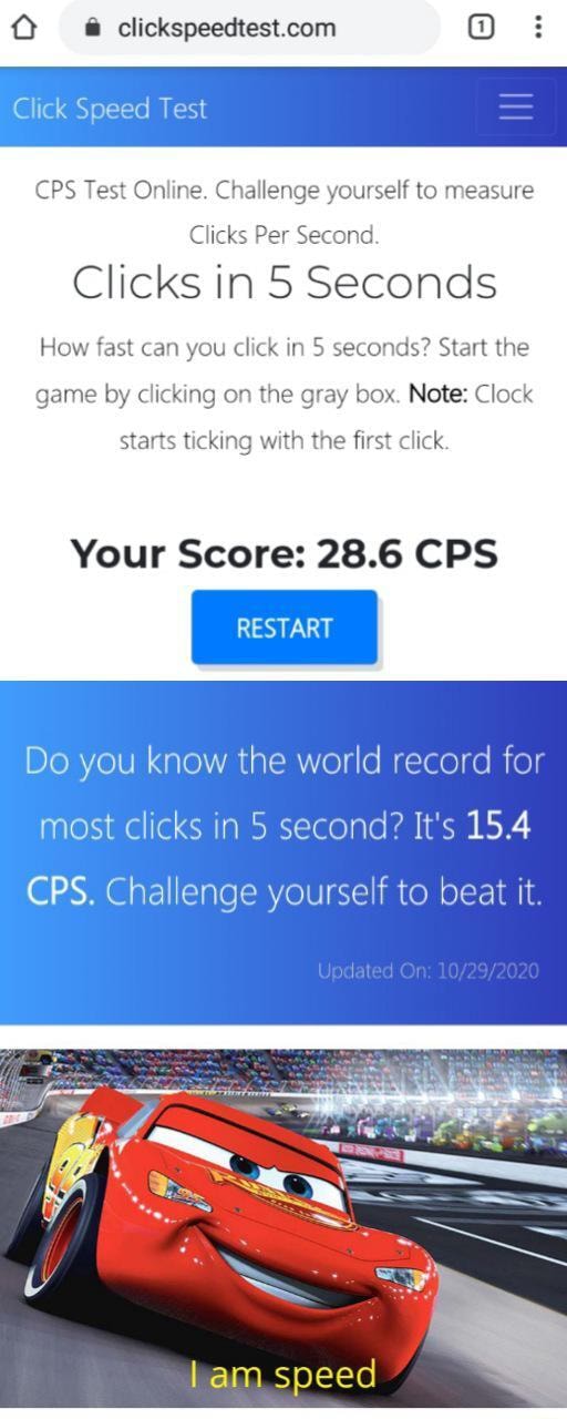 5 Second CPS Test - ClicksPerSecond