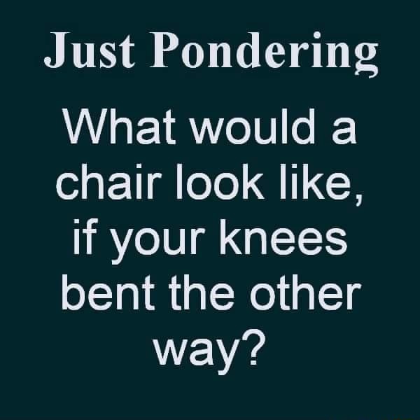 Just Pondering What would chair look like, if your knees bent the other