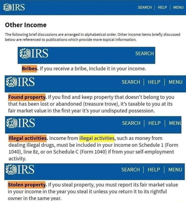 Other SEARCH I HELP I MENU The following brief discussions are