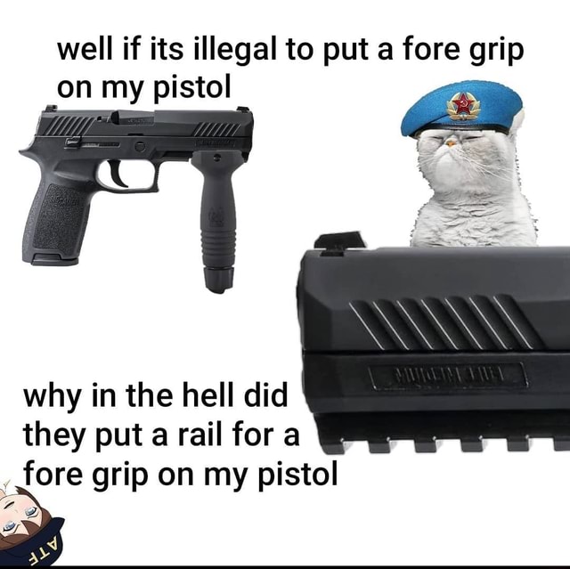 Well if its illegal to put a fore grip on my pistol why in the hell did