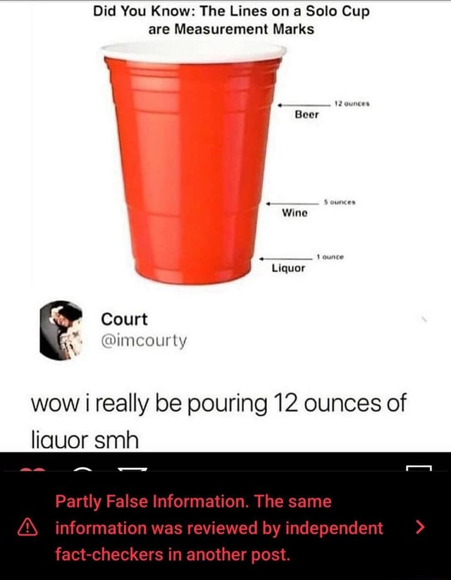 Did You Know The Lines on a Solo Cup are Measurement Marks Beer ounces