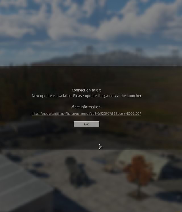 Connection Error New Update Is Available Please Update The Game Via The Launcher More Information Query