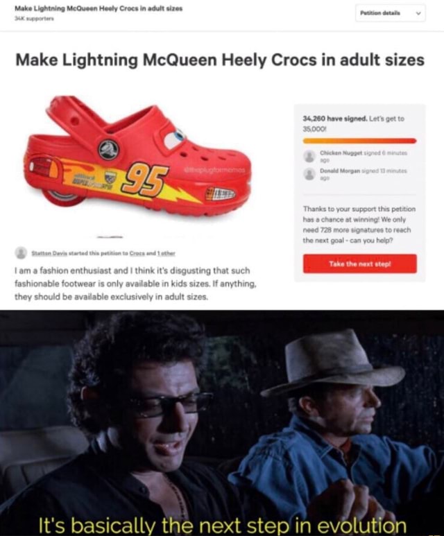 lightning mcqueen crocs in adult sizes