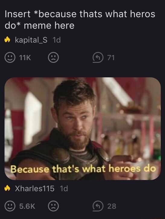 Insert *because thats what heros do* meme here - iFunny